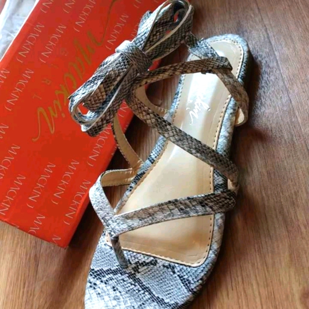 Mackin Girl, Gladiator Sandals,snake skin print